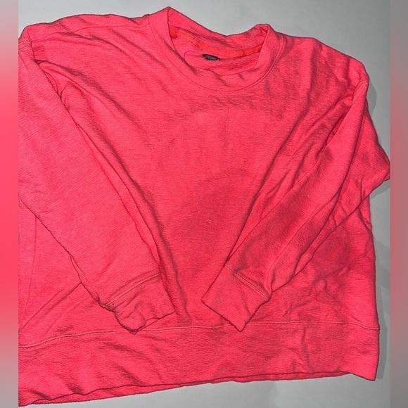 Aerie REAL Neon Coral Terry Sweatshirt Terrycloth Pullover Beach Vacation - Picture 4 of 6